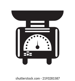 Digital Weight Scale Meter Icon | Black Vector Illustration |