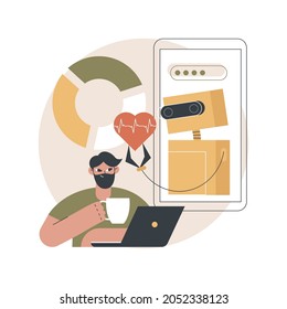 Abstraktes digitales Wohlbefinden, Vektorgrafik. Das Wohlbefinden von Büros, die digitale Gesundheit, das Geräte-Stressmanagement, Geräte- und Internetfreiheit, die abstrakte Metapher für die Zeitverfolgung in sozialen Medien.