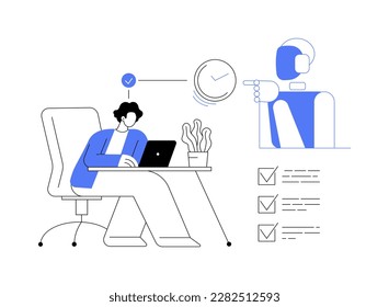 Digital wellbeing abstract concept vector illustration. Office wellbeing, digital health, device stress management, device and internet free time, social media time tracking app abstract metaphor.