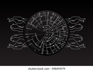 Digital white circuit on black background vector technology theme