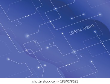 Digital white lines are moving on the blue background. Internet data digital image concept.