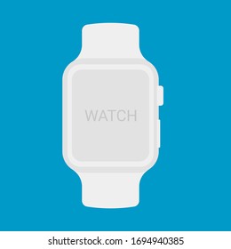 Digital White Smart Watch, Template, Mockup. Wrist Electronic Multifunction Watch With Smart Touch Screen. Vector Illustration