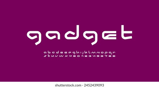 Digital wide future font, cyber alphabet, trendy original letters from A to Z and numbers from 0 to 9 for you app design, logo design, vector illustration 10EPS