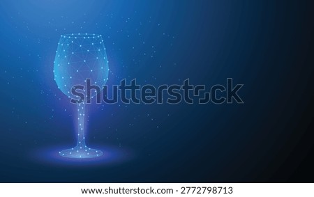 Digital Wine Glass Polygon Network, Celebration Drink Technology Concept Low Poly Vector Illustration