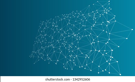 Digital wireframe abstract 3d polygonal vector background