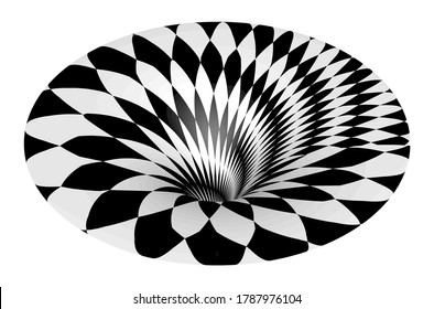 Digital wireframe tunnel. Spiral 3D tunnel grid. Background abstract vector image