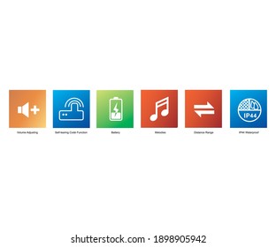 Digital Wireless Doorbell Icons Set