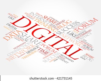 Digital word cloud, business concept