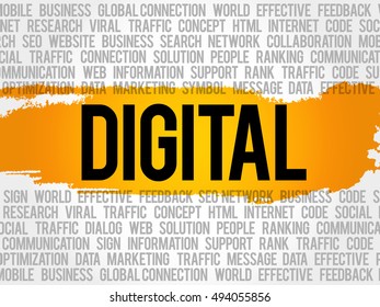 DIGITAL word cloud collage, business concept background
