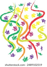 A digital work of scribbling a collection of split complementary colors using charcoal and chalk. Digital abstract painting. Background vector.