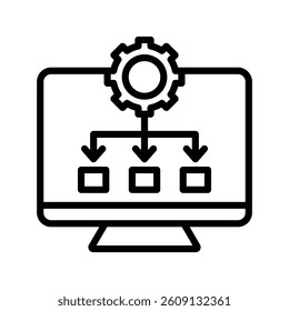 Digital Workflow Line Vector Illustration On White Background.