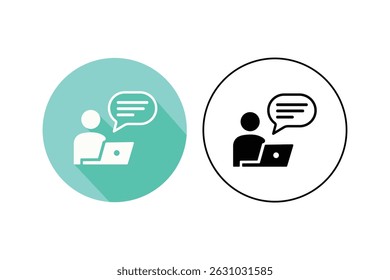 Digital Workplace Icons with Person and Laptop, virtual meeting icon, online meeting icons, Online Training Icon