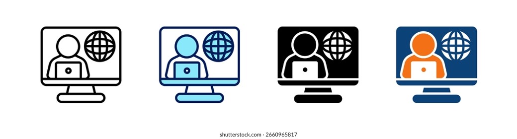 Digitaler Arbeitsplatz Alles in einem Symbol Multi Styles Vektor-Set