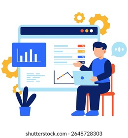 A digital workspace with professionals analyzing data using charts, graphs, and laptops to interpret trends, drive strategy, and improve business performance.