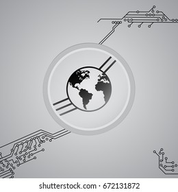 Digital world. Abstract global technology concept. Abstract background. Vector illustration.