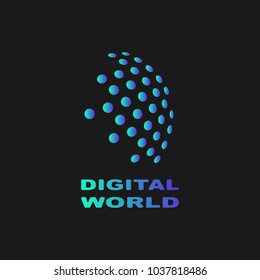 Digital world, abstract vector symbol, technology concept. EPS 10