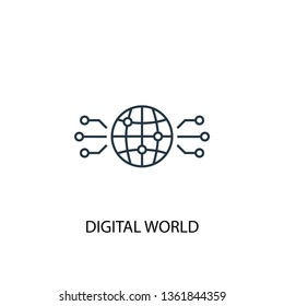 Digital World Concept Line Icon. Simple Element Illustration. Digital World Concept Outline Symbol Design. Can Be Used For Web And Mobile UI/UX
