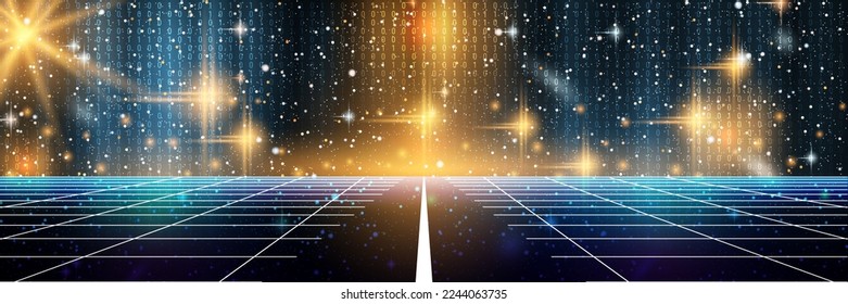 Digital world, data universe, future technology vector concept illustration. Web banner, header design template