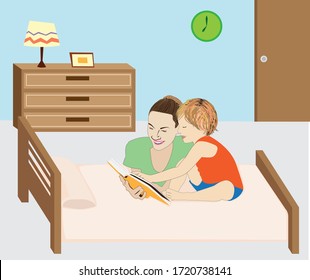 In the digital world everyday, family relationships are separated. It would be good if everyone cared for each other. Encourage family relationships.The mother always reads tale to child.