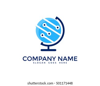 Digital World Global Technology Logo Design Template