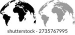 Digital world globe vector with halftone dots. Global map, continents icon for travel, business, and technology design.