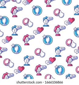 Muster digitaler Weltsymbole auf weißem Hintergrund - Vektorillustration - Design