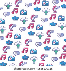digital world icons pattern in white background vector illustration design