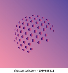 Digital world logo. Abstract sphere shape circles. Global Network connection visualization . Futuristic earth globe. 3d planet concept. Science and technology background. EPS 10