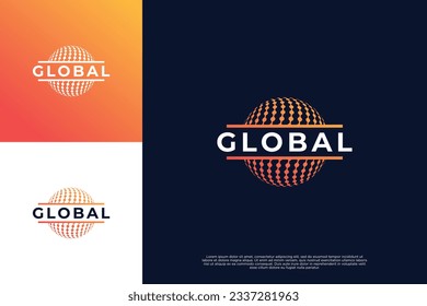 Digital world logo design. Global network connection logo concept.