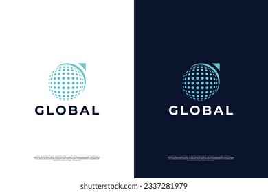 Digital world logo design. Global network connection logo concept.