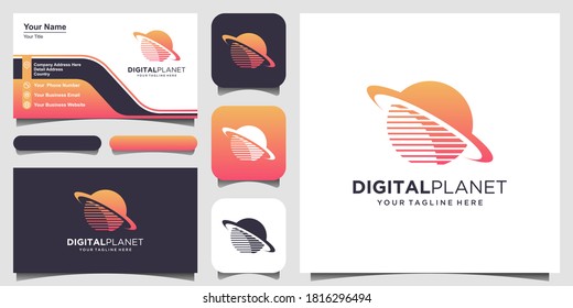 digital world Logo designs Template. linear spheres combined with global technology element.