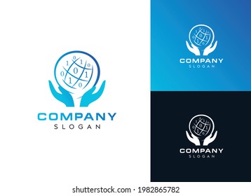 Digital World logo design-world hand logo design-global vector logo design 