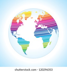 Digital world map design with stripe pattern.