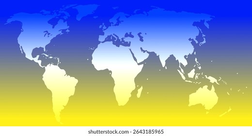 Digital world map with gradient fill. Digital map template for business, media, foreign affairs, international relations. Technology background. Vector illustration of world map.