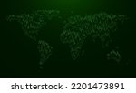 Digital World Map Made of Binary Numbers Falling. Abstract Technology Background in Matrix Style. Vector Illustration. Hi Tech Background. Darknet Dark Web Hackers Concept.