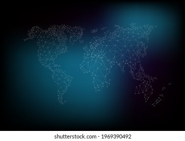 Digital world map model in cross line pattern for computer display or digital media.