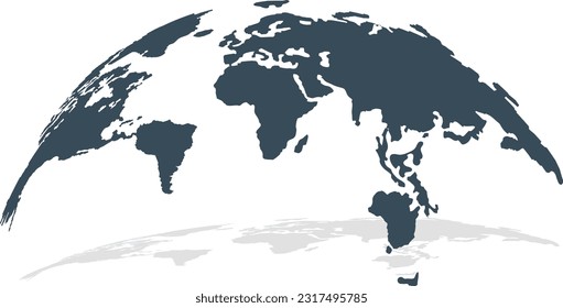 Mapa del mundo digital en diseño gris monocromo. Ilustración vectorial