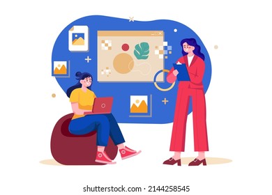 Digital World NFT Illustration concept. Flat illustration isolated on white background