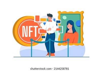 Digital World NFT Illustration concept. Flat illustration isolated on white background