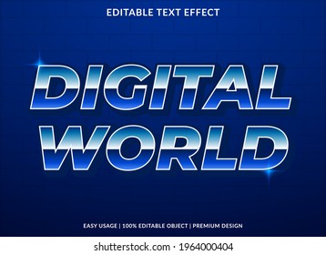 digital world text effect template design use for business logo and brand