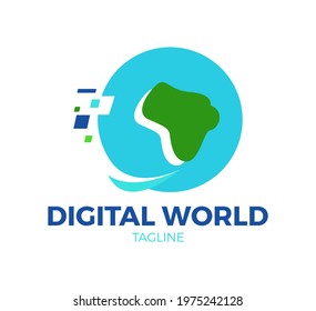 digital world vector logo template design