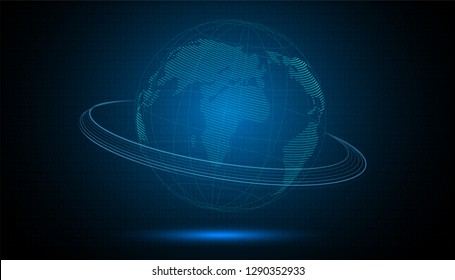 Digital world in your fingertip and global connection concept; the virtual digital spherical ball symbolized the business in modern world 