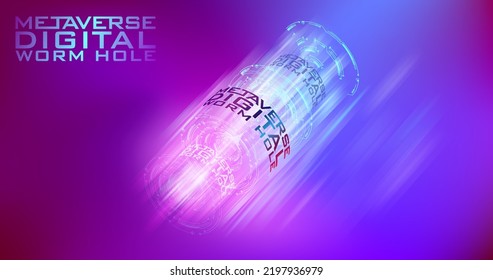 Digital wormhole where you can travel between metaverse universes. Abstract vector background design.