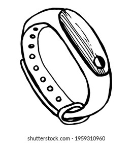 Digital wrist smart watch hand drawn vector doodle icon EPS10