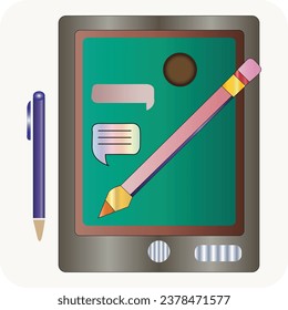 Digital Writing Pad, writing tap, Creative Pen Display with hand, Drawing board, vector image
