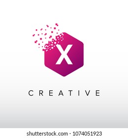 Digital X Letter. Letter X Design Vector