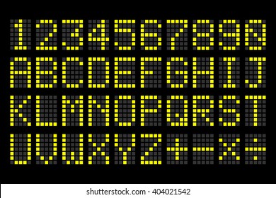 digital yellow letters and numbers display board for airport schedules, train timetables, scoreboard etc. svg
