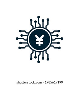 Digital yen currency. Financial technology icon concept isolated on white background. Vector illustration