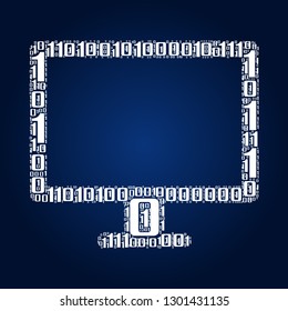 Digital zero and one number word cloud in computer shape, vector file for EPS10