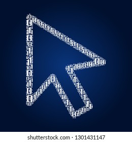 Digital zero and one number word cloud in cursor and pointer shape, vector file for EPS10